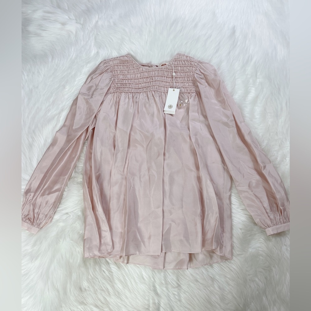 NWT $448 Tory Burch Corded Silk Belted Pink Top Blouse - Picture 5 of 7